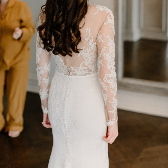 Pronovias x Kleinfeld Illusion Long Sleeve Vicenta Wedding Dress - Picture 4 of 4